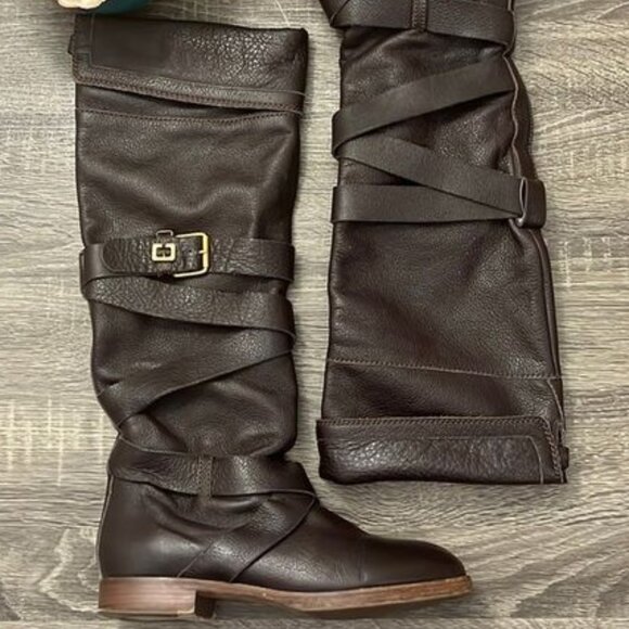 Women's Brown Leather OTK Boots size 38